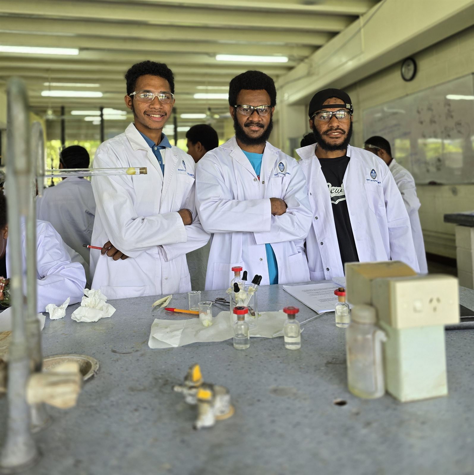 Geology laboratory work at UPNG — analyzing samples