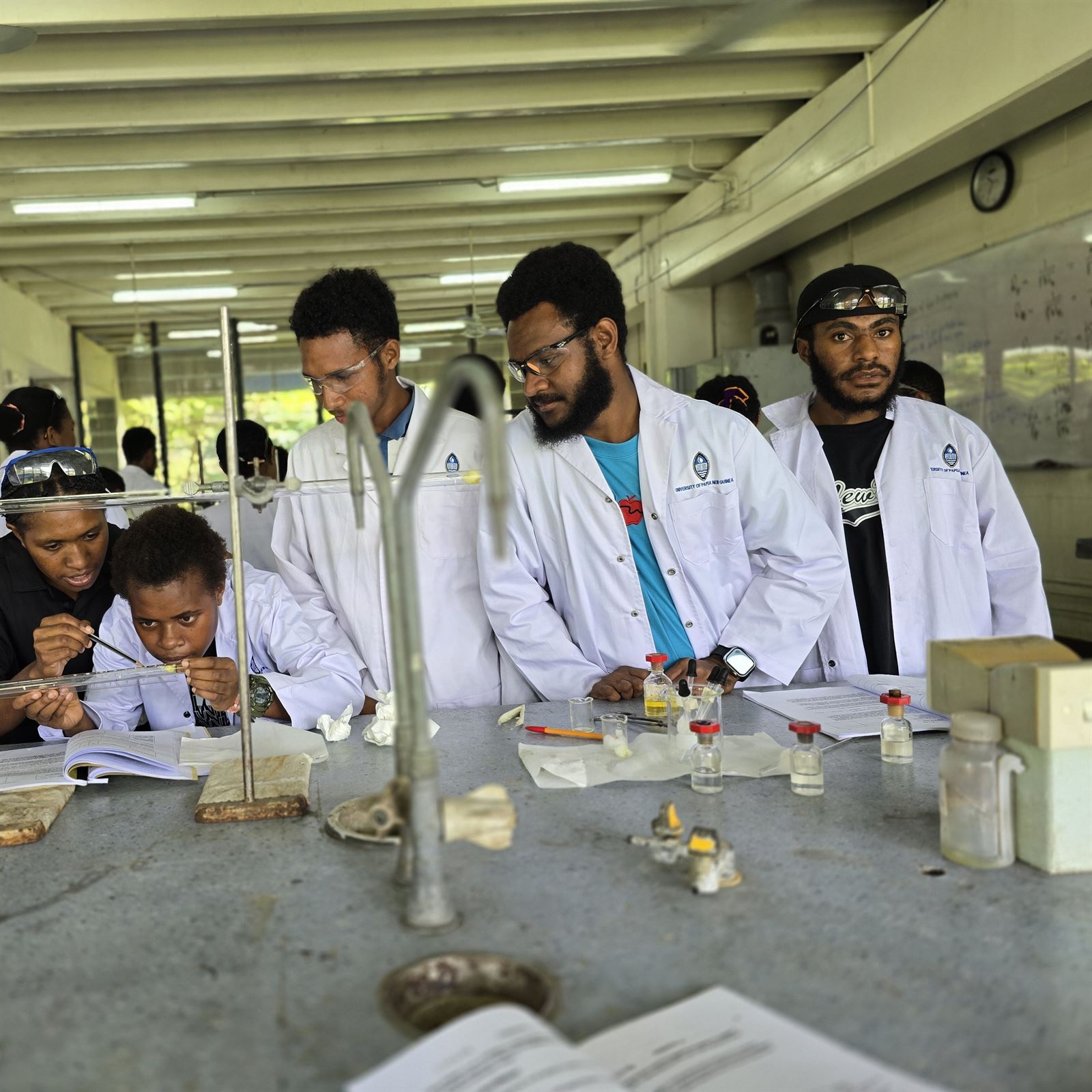 Geology laboratory work at UPNG — lab equipment and samples